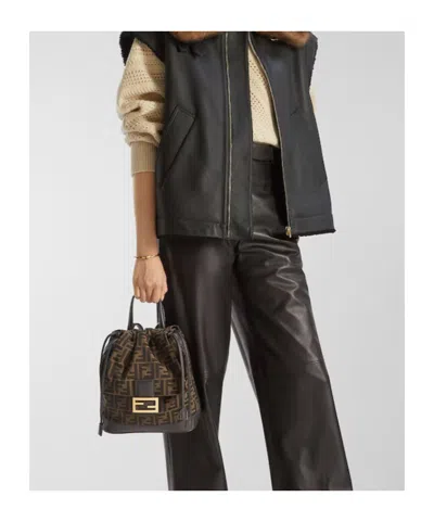 Fendi Ff Top Handle Backpack In Brown
