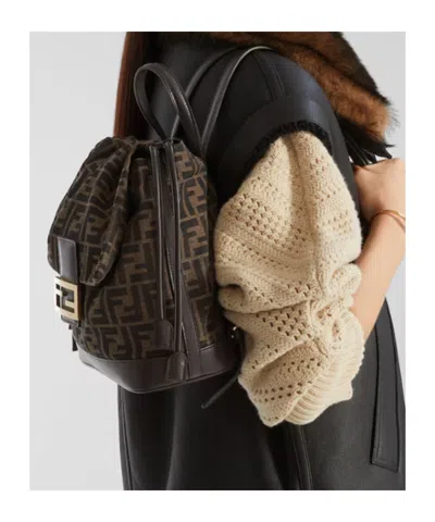 Fendi Ff Top Handle Backpack In Brown