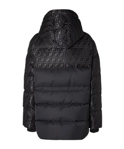 Fendi Women Padded Jacket In Ff Jacquard Technical Fabric In Black
