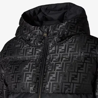 Fendi Women Padded Jacket In Ff Jacquard Technical Fabric In Black