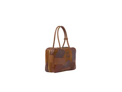 Miu Miu Leather Shopping Bag Featuring Double Handles In Brown