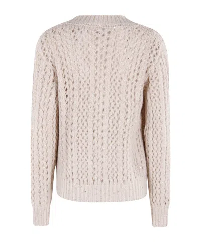 Eleventy Sequin-embellished Open-knit Sweater In Neutral