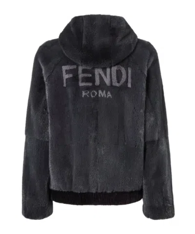 Fendi Black Mink Blouson In Black
