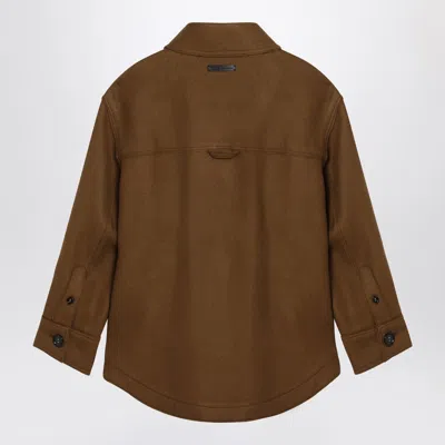 Ami Alexandre Mattiussi Wool Shirt Featuring Chest Pocket And Long Sleeves In Brown