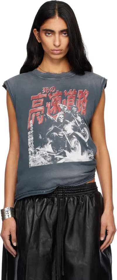 Lu'u Dan Gray Wadded Sleeveless T-shirt In Gray