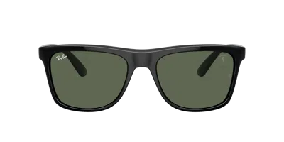 Ray Ban Rb4413m Scuderia Ferrari Collection Sunglasses Black Frame Green Lenses 57-19 In Black
