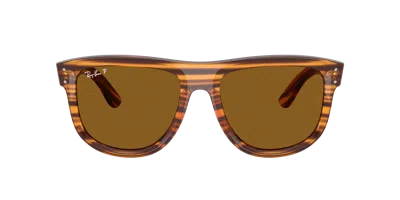Ray Ban Wayfarer Reverse Sonnenbrillen Havana Gestreift Fassung Braun Glas Polarisiert 53-20 In Striped Havana