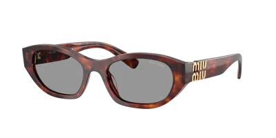 Miu Miu Cat-eye Sunglasses With Glossy Finish And Distinctive Detailing In Brown