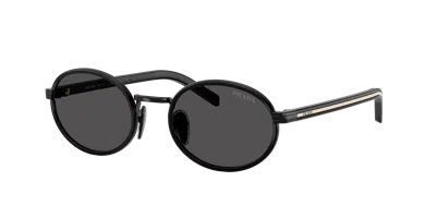 Prada Black Dark Grey Steel Sunglasses In Black