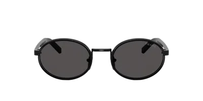 Prada Black Dark Grey Steel Sunglasses In Black