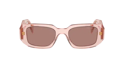 Prada Womens Pink Pr 17ws Rectangular-frame Acetate Sunglasses In Brown