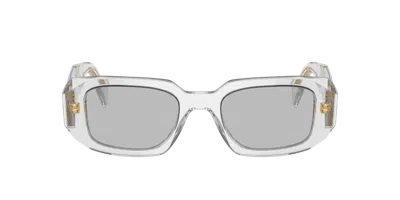 Prada Gray Symbole Rectangle Acetate Sunglasses In Gray