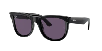 Ray Ban Wayfarer Reverse Sunglasses Black Frame Violet Lenses 53-20 In Purple
