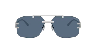 Versace 60mm Rectangular Sunglasses In Blue