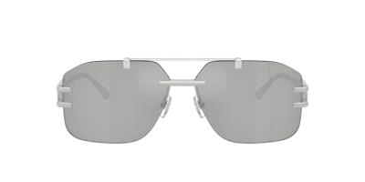 Versace 60mm Rectangular Sunglasses In Gray