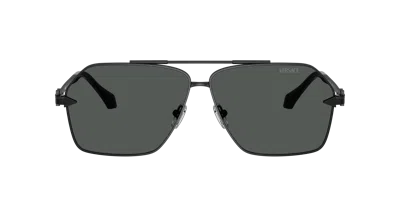 Versace 63mm Pilot Sunglasses In Black