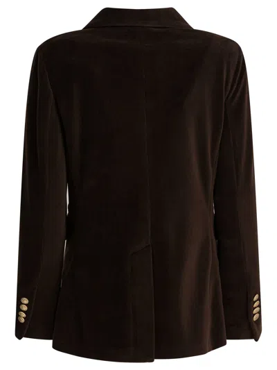 Circolo 1901 Double-breasted Velvet Jacket Featuring Pockets In Black