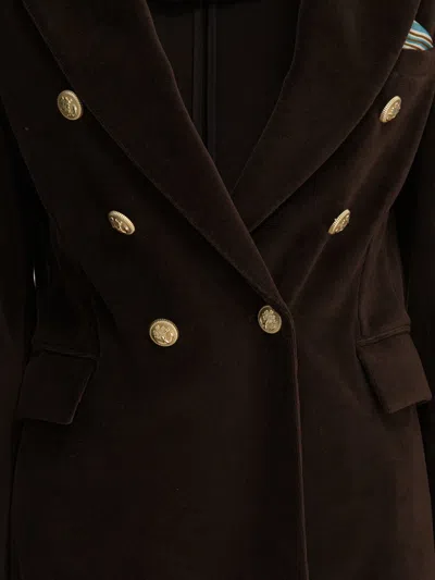 Circolo 1901 Double-breasted Velvet Jacket Featuring Pockets In Black