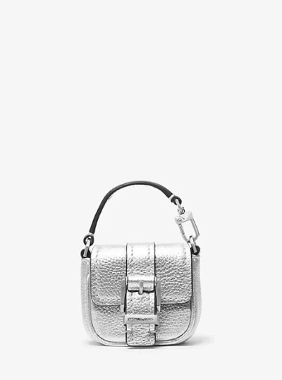 Michael Kors Zoe Metallic Pebbled Leather Airpod Case For Apple Airpods Pro® In Silver