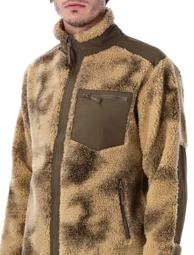 Corridor Oak Shell-trimmed Printed Fleece Jacket In Brown
