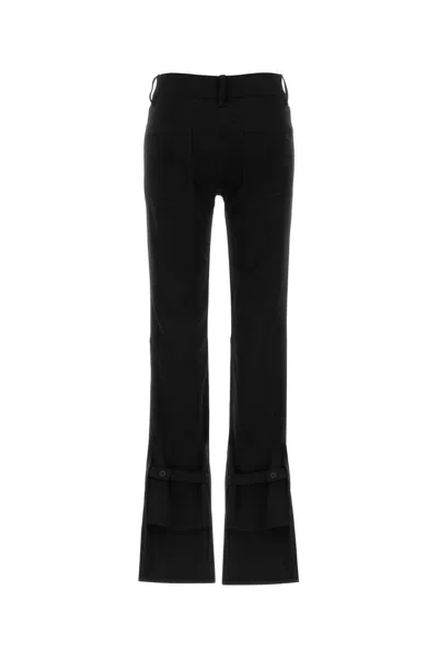Courrèges Satin Trousers With Flared Hem And Pockets In Black