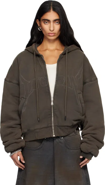 Lu'u Dan Gray Washed Out Zip Up Hoodie In Gray