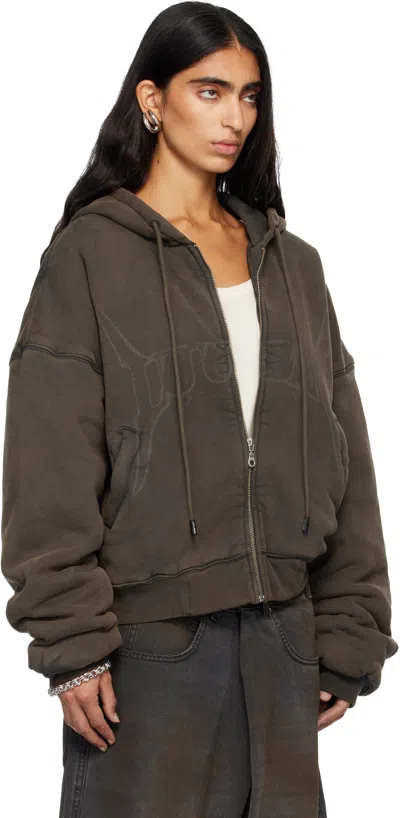 Lu'u Dan Gray Washed Out Zip Up Hoodie In Gray