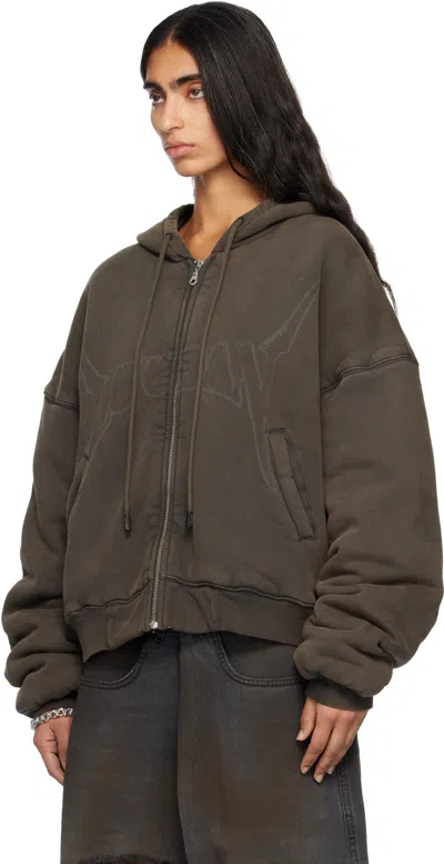 Lu'u Dan Gray Washed Out Zip Up Hoodie In Gray