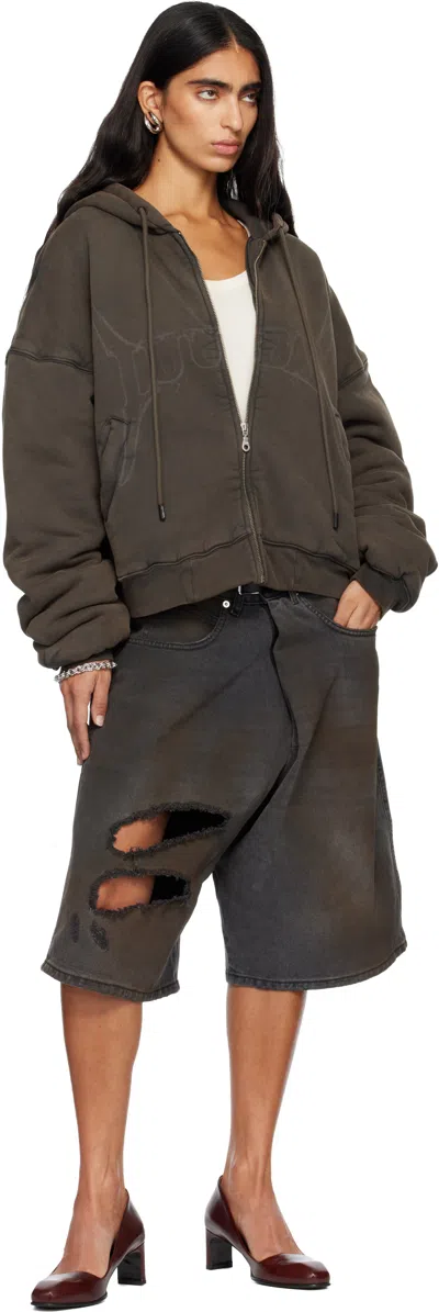 Lu'u Dan Gray Washed Out Zip Up Hoodie In Gray