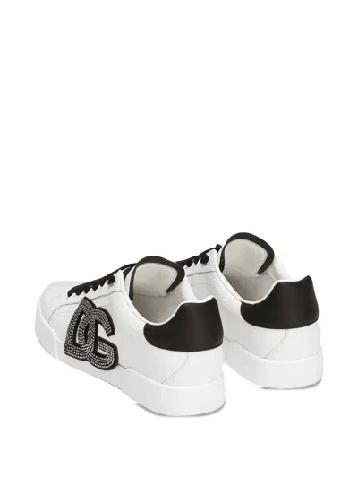 Dolce & Gabbana Calfskin Portofino Light Strobel Sneakers In White
