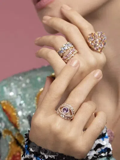 Suzanne Kalan 18kt Rose Gold Diamond And Sapphire Ring In Gold