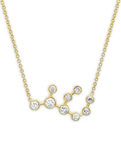 Logan Hollowell 14k Yellow Gold Virgo Constellation Diamond Necklace In Gold