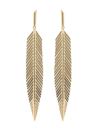 Cadar 18kt Rose Gold Feather Drop Earrings In Gold