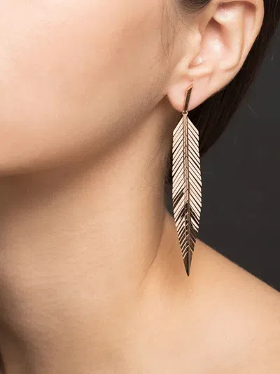 Cadar 18kt Rose Gold Feather Drop Earrings In Gold