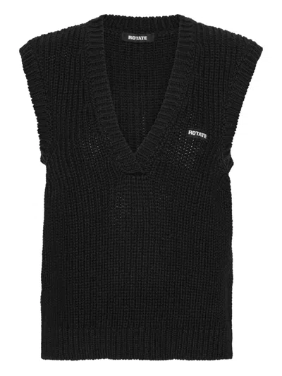 Rotate Birger Christensen V-neck Knitted Vest In Black