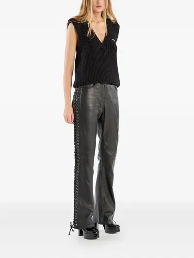 Rotate Birger Christensen V-neck Knitted Vest In Black