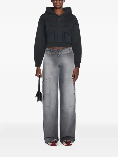 Off-white Uk Crop Hoodie In Black