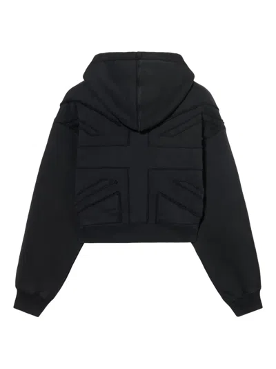 Off-white Uk Crop Hoodie In Black