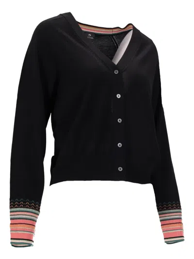 Ps By Paul Smith V-neck Cardigan In Black