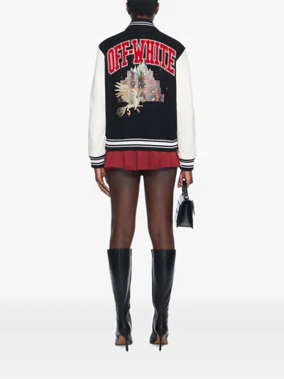 Off-white Wo Soundsystem Varsity Jacket In Black