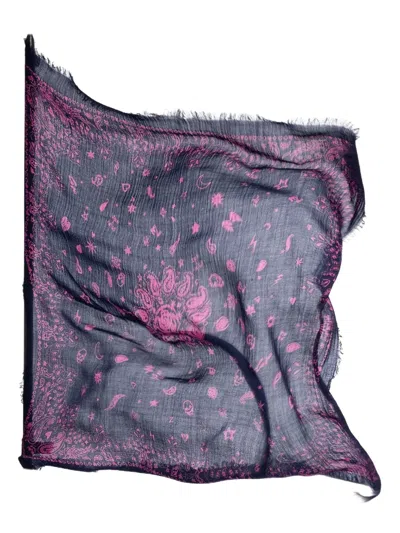 Zadig & Voltaire Nuage Fringed Printed Bandana Scarf In Blue