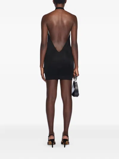 Off-white Fluid Jer Backless Mini Dress In Black