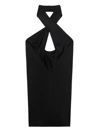 Off-white Fluid Jer Backless Mini Dress In Black