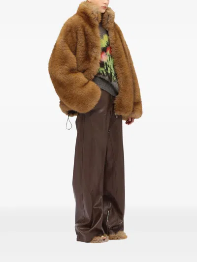 Msgm Graphic Intarsia Knit Jumper In Brown