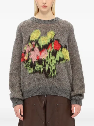 Msgm Graphic Intarsia Knit Jumper In Brown