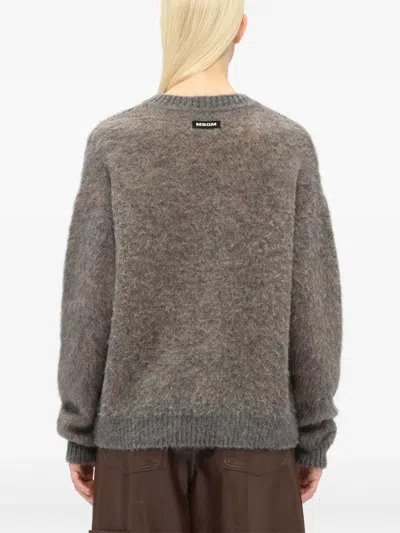 Msgm Graphic Intarsia Knit Jumper In Brown
