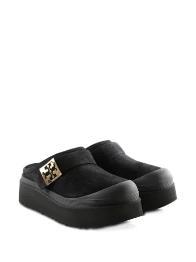 Tory Burch Mellow Shearling Platform Mules In Black