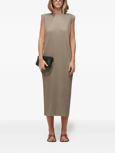 Osklen Sleeveless Pleated Dress In Brown