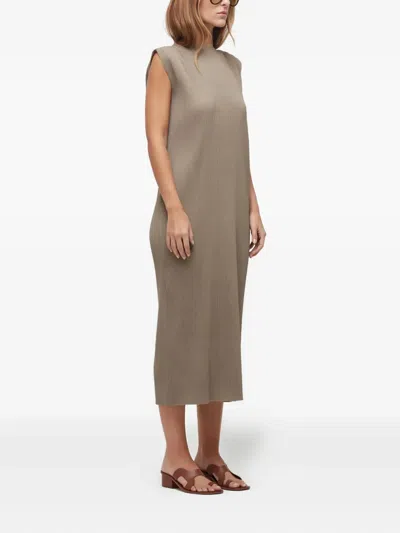Osklen Sleeveless Pleated Dress In Brown