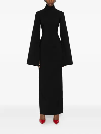 Solace London Josefine Long-sleeve Maxi Dress In Black
